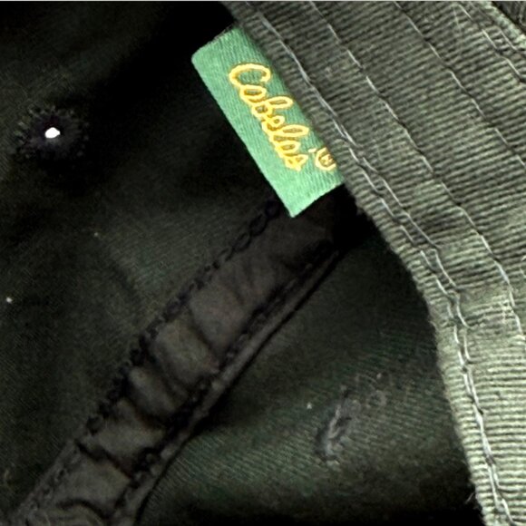 Cabelas Green Adjustable Strapback Hat Cotton Embroidered Logo Mens Curved Visor - Picture 6 of 7